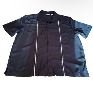 Cubavera Men's XL Black White Stripes Short Sleeve ButtonUp Shirt Cuban VibesEUC